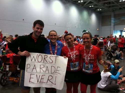 Posing with friends post-race.