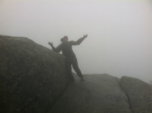 I braced myself against a rock for this summit-celebration shot.