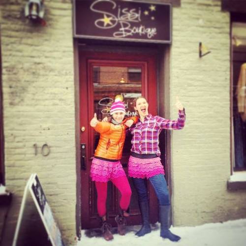 Trying on movie-night costume pieces at Sissi Boutique, one of our amazing sponsors. 