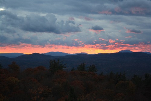 Sunset from the Fifth Peak lean-to, part of the Tongue Mountain Range. 